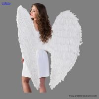 Ailes d'ange en plumes - 120x120 cm - Blanc