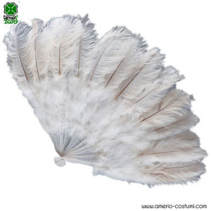 Éventail Extra Luxe en Plumes 90 cm Blanc