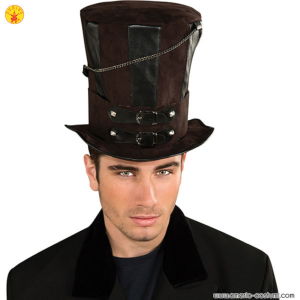 Chapeau Steampunk avec chaînes marron et boucle