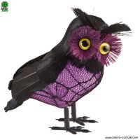 B?ho negro emplumado con adornos violetas