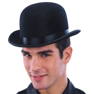 Pălărie Bowler Neagră din Catifea și Fetru