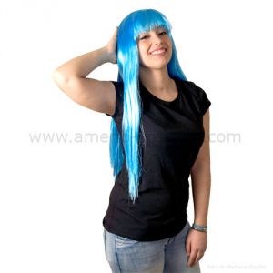 Long Wig with Bangs - Turquoise