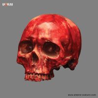 Crâne Rouge Sang en Résine