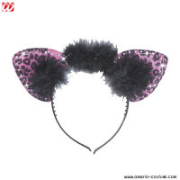 Orecchie Leopardo rosa con strass