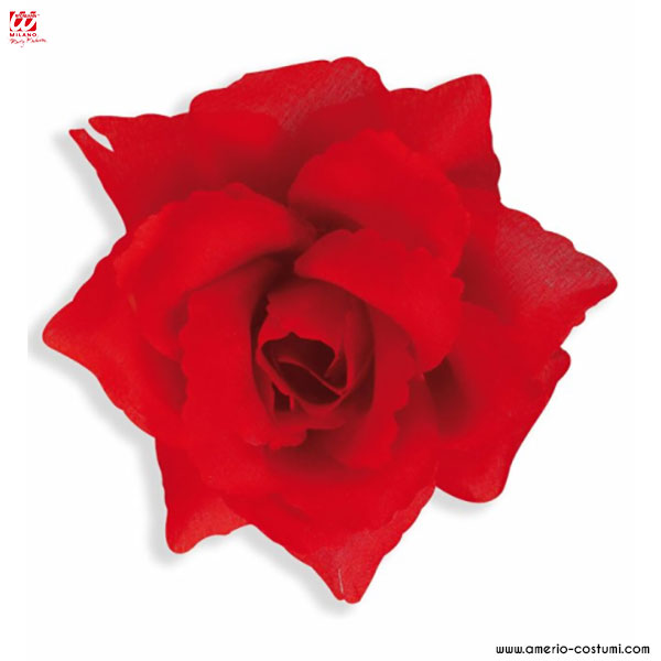 Agrafa de par cu trandafir rosu - 10 cm