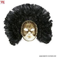 Maschera FIDELIO CON PIUME NERE LUSSO