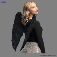 Alas de ángel en plumas - 65x65 cm - Negro