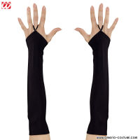 Black Satin Fingerless Gloves