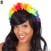 Diadema con flores arcoiris