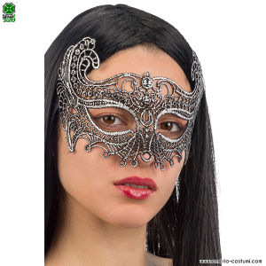 MASCHERA NERA IN TESSUTO MACRAME