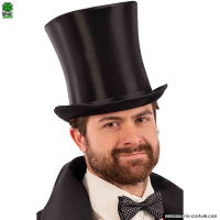 Black satin top hat 20 cm