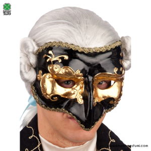 Halbmaske mit Schwarzer/Goldener Nase