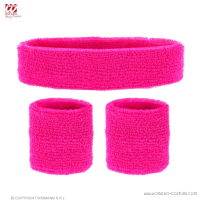 Conjunto de Diadema y Pulseras Flúor Rosa