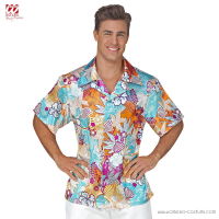 Camicia Hawaiana Turchese Fiori