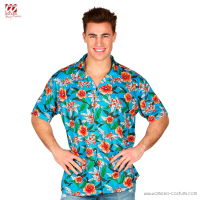 Camicia Hawaiana Azzurra Fiori