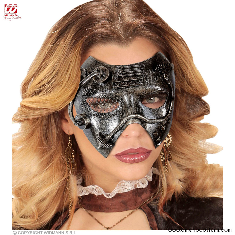 Maschera donna robot argento per travestimenti steampunk