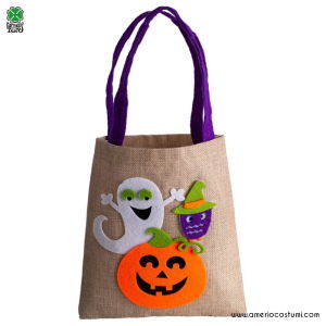 Geantă Halloween din Jută cu Fantomă 40x21 cm