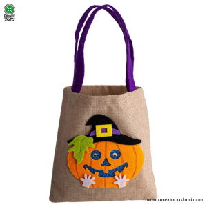 Bolsa de Halloween en Yute con Calabaza 40x21 cm